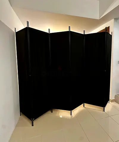 Black 4-Panel Folding Room Divider