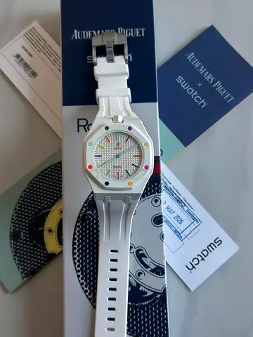 Audemars Piguet x Swatch White Rainbow Bioceramic Wristwatch supar mastar