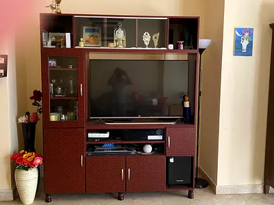 Wooden Entertainment Center / TV Unit with Storage - Brown