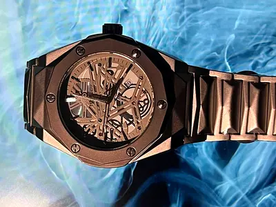 Skeleton Dial Mens Stainless Steel Sport Watch hublot