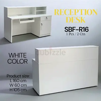 White Reception Desk SBF-R16 – 160cm x 60cm x 105cm