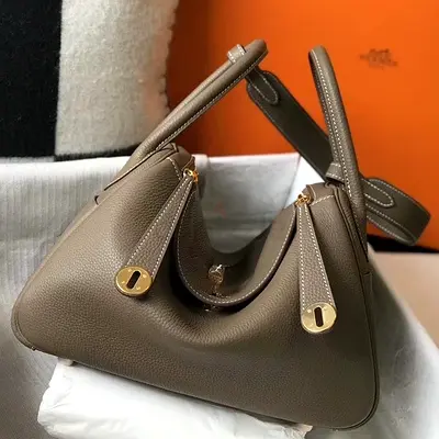 Hermes Lindy 30 Taupe Grey Clemence Bag