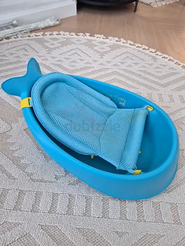 Skip Hop Moby Smart Sling 3-Stage Mesh Baby Bath Tub (Blue) - With Backrest  Drain Plug