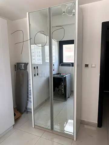 IKEA PAX mirrored wardrobe cabinet, 2-door, white frame