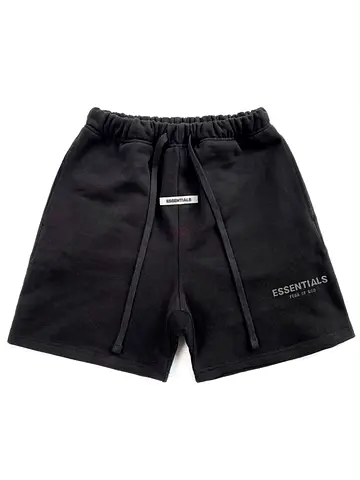 Black Essentials Fleece Drawstring Shorts