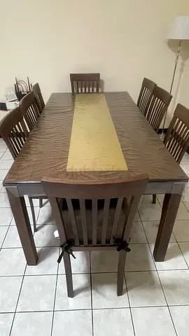 Wooden 8-Seater Dining Table with Chairs
