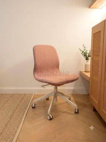 Pink Upholstered Ikea Swivel Office Chair on Wheels - Good Condition