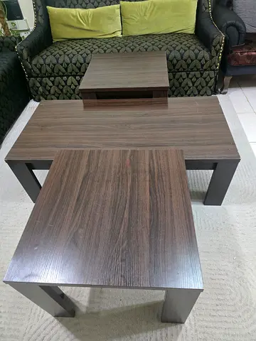 3-piece Nesting Coffee  Side Table Set - Dark Wood Finish