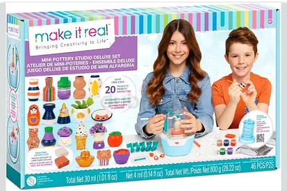 Make It Real Mini Pottery Studio Deluxe Set — Kids Pottery Craft Kit (unopened )