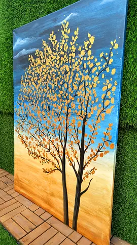 Canvas Painting / Wall Decor / Gold Blue Tree