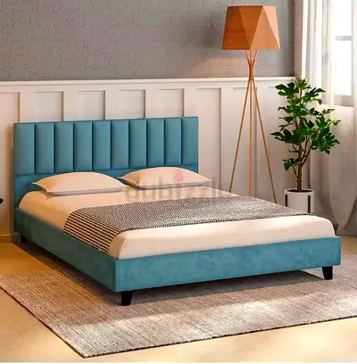 Modern Queen Bed Frame with Padded Headboard New For Sale
