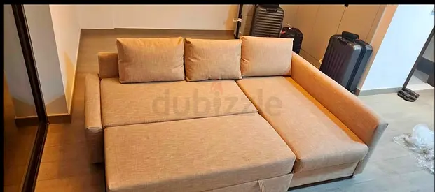 IKEA L shap Sofa store cum bed you can fix the storage lift or Right any side