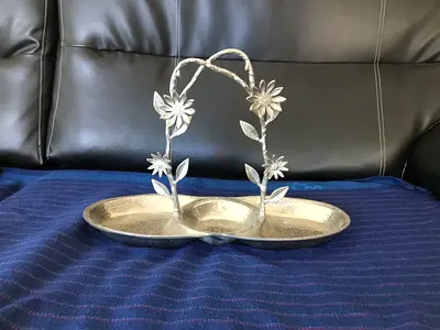Lifestyle Hammered Compartment Dish with Sunflower Accent AED 100