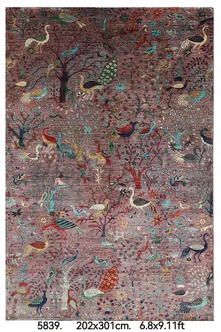New handmade carpet 2x3 | Oriental Birds Pink Area Rug Afghan Hand Knotted Veg Dye Wool carpet