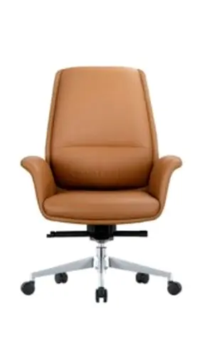 Comfortable Brown Leather Office Chair high back