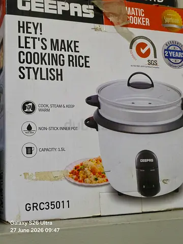 Geepas Electric Rice Cooker 1.5L (GRC35011) - Used, Good Condition
