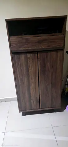 Shoe Rack, Tall wooden storage cabinet with drawer - good condition