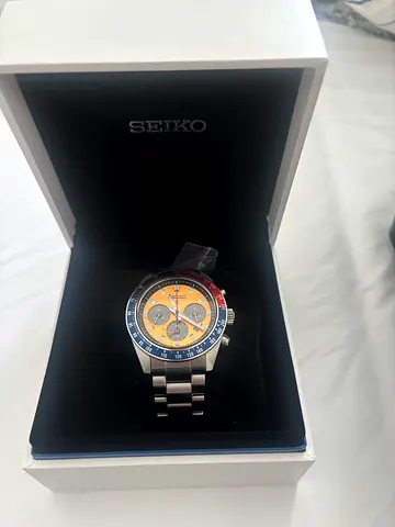 Seiko SSC947 stainless steel chronograph watch in original box - new condition