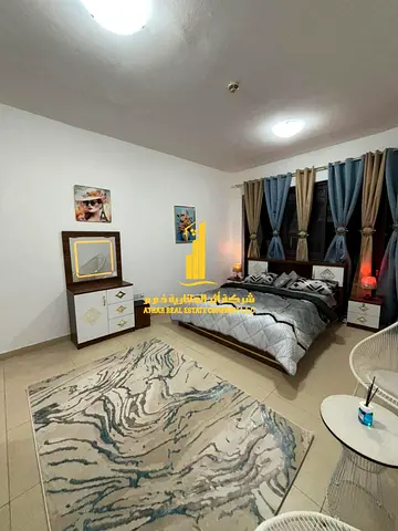 🏢افخم وارقى شقة غرفة وصالة مفروشة بالكامل للإيجار الشهري في أبراج الشروق – النعيمية 1 شارع الشيخ خليفة| شامل الفواتير🏢 استمتع بالسكن في قلب عجمان دا