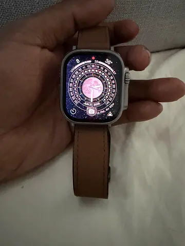 Apple ultra Watch - 49MM Series (stainless) with leather band - good condition