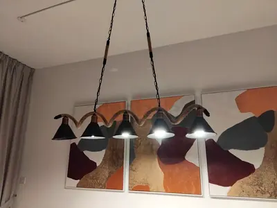 Modern Industrial Chandelier with Rope and Metal Accents