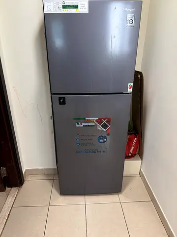 Used Grey Double-Door Refrigerator - Good Working Condition