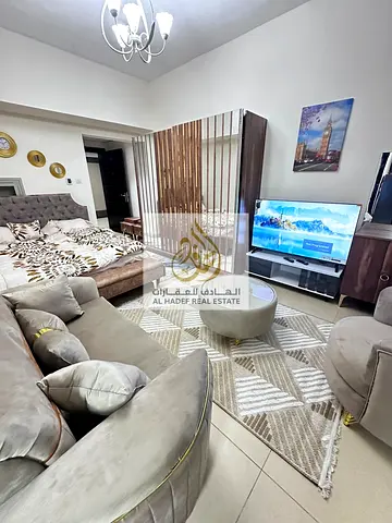 Monthly rent in Ajman, Al Jurf 2, Al Yasmin Towers, opposite City Centre. Furnished studio apartmen