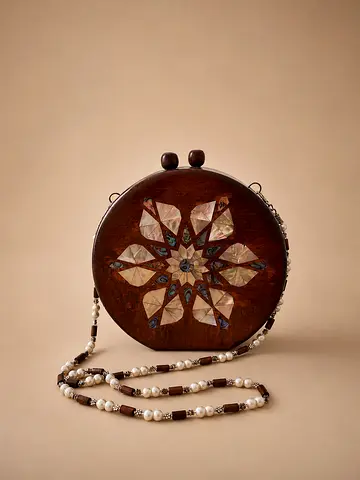 Wooden bag with Mother-of-Pearl - brand new
