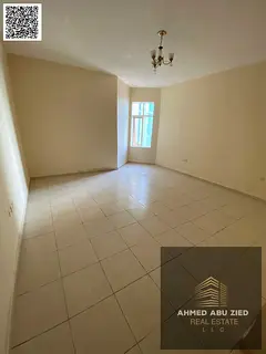 1BR Hall in Horizon Towers, 2 baths, open‑view balcony, central AC, no parking, 34K, 5K refundable