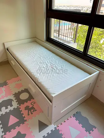 Brimnes Ikea bed with 2 mattresses