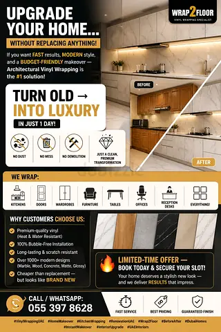 Vinyl Wrap Kitchen Makeover - Professional Surface Wrapping Service