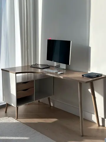wooden study/computer desk with shelves Oak Desk