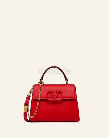Valentino Garavani VLogo Signature Small Handbag in Red Leather
