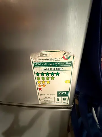 Used stainless steel refrigerator with energy label. Normal usage and is still in great condition.