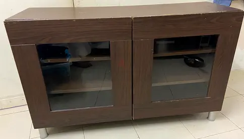 URGENT SALE!!!! Dark Wood TV Stand / Media Cabinet with Glass Doors