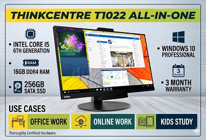 THINKCENTER T1022 ALL IN ONE INTEL CORE i5 6TH GENERATION RAM 16GB DDR4 SSD DRIVE 256GB SATA