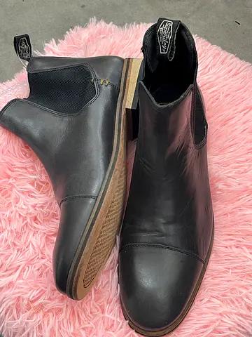 Black Leather Chelsea Ankle Boots - Size 42