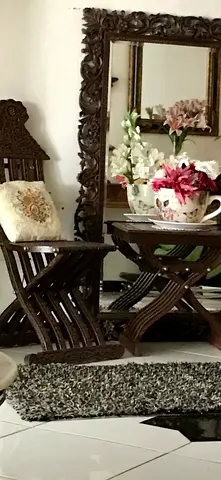 Wodden folding two chairs , folding table and mirror for sale