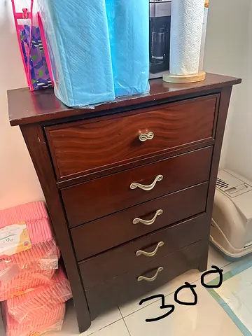 Dark Wood 5-Drawer Chest / Tallboy - Good Condition