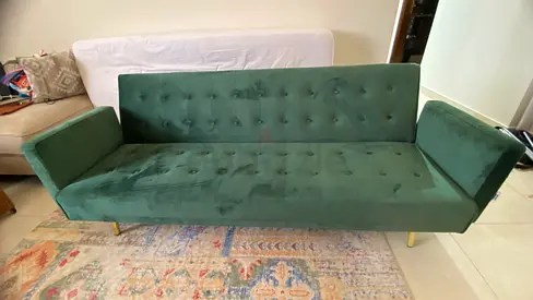 Danube HOME - Emerald Green Velvet Tufted 3-Seater Sofa - Good Condition