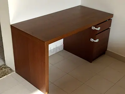 Solid wood office desk with two drawers - good condition