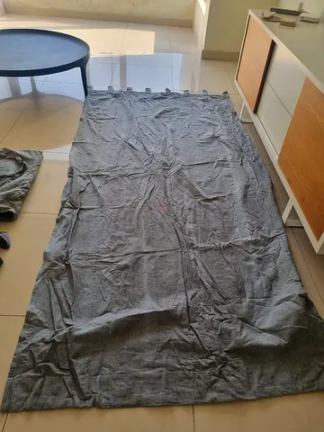 2 Piece Large Grey Linen Curtain / Fabric Panel - Great Condition