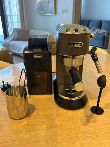 DeLonghi Espresso Machine with Grinder and Milk Frother - Good Condition