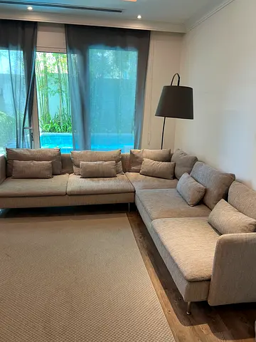 Comfortable L-Shaped Sectional Sofa with Cushions