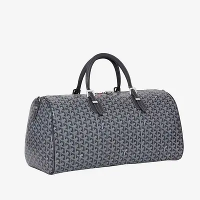 Goyard Boston duffle bag, likely in a 45 or 50 size, featuring the iconic monogrammed coated canvas