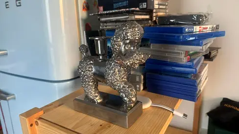 IKEA Aluminum Poodle Dog Candle Holder 6.5 x 2.6 x 8.1 2018