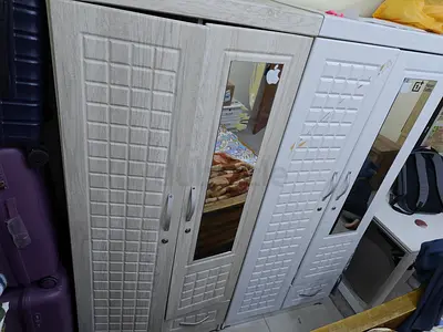 Wooden 2-Door Wardrobe with Mirror - Good Condition