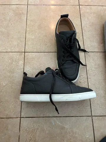 Green louboutin  leather casual sneakers with red soles, used - size 9