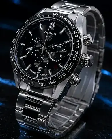 Mastercopy of TAG Heuer Carrera Stainless Steel Chronograph Watch - Black Dial