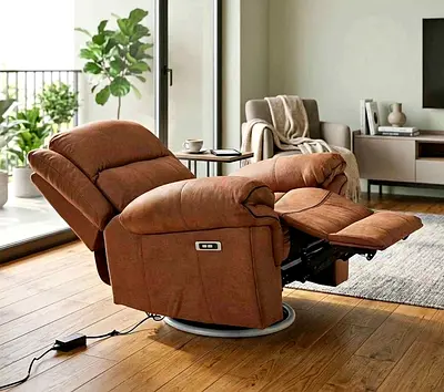 Brown Electric Power Recliner Chair with Swivel and Footrest